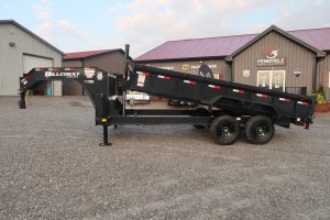 side photo of Hillcrest Trailers 15.9K 7x16 Telescopic Gooseneck Dump Trailer With Hydraulic Jacks
