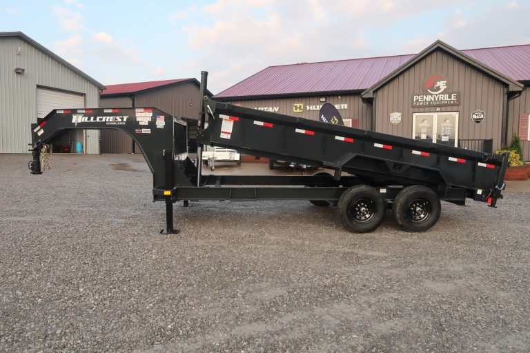 side photo of Hillcrest Trailers 15.9K 7x16 Telescopic Gooseneck Dump Trailer With Hydraulic Jacks